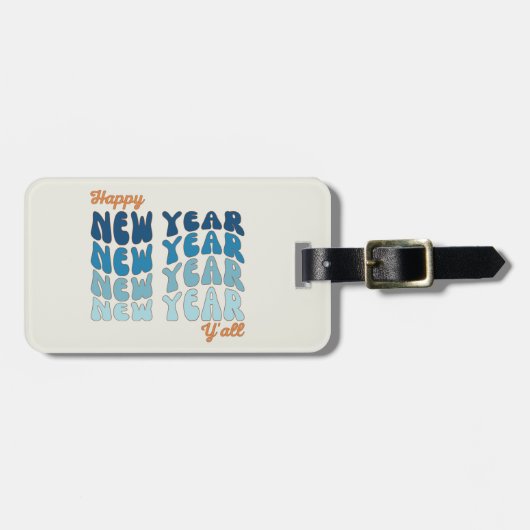 Groovy 2024 Frohes Neues Jahr Y'all Gepäckanhänger (Vorderseite horizontal)