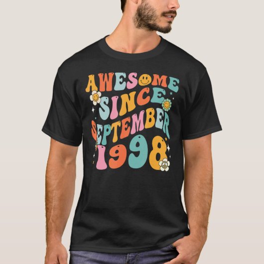 Groovy 24. Geburtstag Phantastisch seit September T-Shirt (Vorderseite)