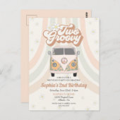 Groovy 2. Geburtstag, 70er Retro-Themeneinladung Postkarte (Vorne/Hinten)