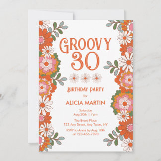 Groovy 30 Classic Hippie Flora Leaf Geburtstag Einladung