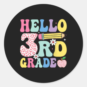 Groovy 3. Klasse Zurück zur Schule Pink Leopard 20 Runder Aufkleber
