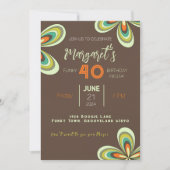 Groovy 40. Geburtstag Party 70er Hippie Blume Einladung (Vorderseite)