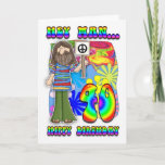 Groovy 40th Birthday - Hippy Birthday Karte<br><div class="desc">Groovy 40th Birthday - Hippy Birthday</div>