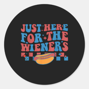 Groovy 4. Juli Hot- Dog Ich bin nur für die Runder Aufkleber