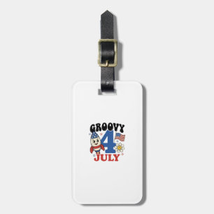 Groovy 4. Juli Raketen-Patriotisches-Shirt-Design_ Gepäckanhänger