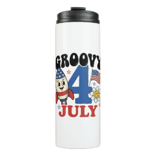 Groovy 4. Juli Raketen-Patriotisches-Shirt-Design_ Thermosbecher