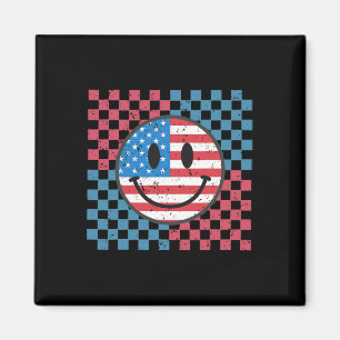 Groovy 4. Juli Smiley Gesicht USA-Flagge Freiheit Magnet