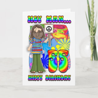 Groovy 55. Geburtstag - Hippy Birthday Karte