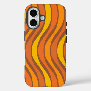 Groovy 60er 70er Abstrakt Wavy Lines Orange Brown iPhone 16 Hülle