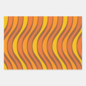 Groovy 60er 70er Abstrakt Wavy Lines Orange Brown Geschenkpapier Set (Vorderseite 2)