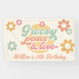 Groovy 60er 70er Blumen Geburtstagsfeier jedes Alt Banner