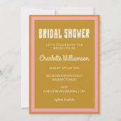 Groovy 60er 70er Colorful Pink Senf Brautparty Einladung (Vorderseite)