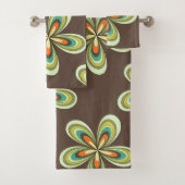 Groovy 60er 70er Hippie Blume Brown Retro Daisy Badhandtuch Set (Insitu)