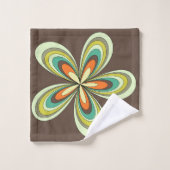 Groovy 60er 70er Hippie Blume Brown Retro Daisy Badhandtuch Set (Waschlappen)