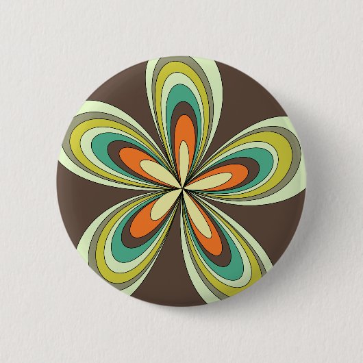 Groovy 60er 70er Hippie Blume Brown Retro Daisy Button (Vorderseite)