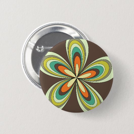 Groovy 60er 70er Hippie Blume Brown Retro Daisy Button (Vorne & Hinten)