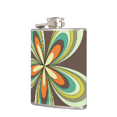 Groovy 60er 70er Hippie Blume Brown Retro Daisy Flachmann (Links)