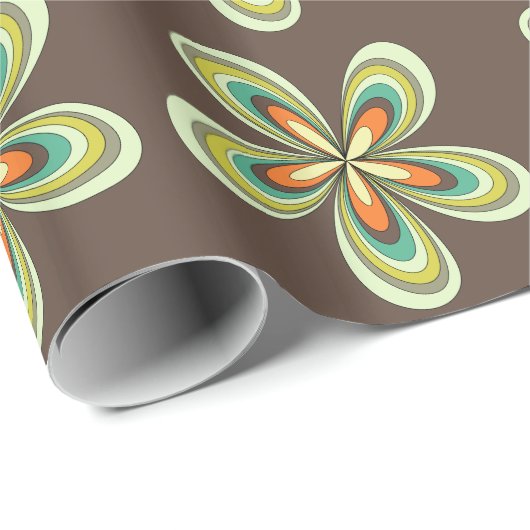Groovy 60er 70er Hippie Blume Brown Retro Daisy Geschenkpapier (Rolleneckpunkt)
