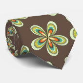 Groovy 60er 70er Hippie Blume Brown Retro Daisy Krawatte (Gerollt)