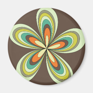 Groovy 60er 70er Hippie Blume Brown Retro Daisy Magnet