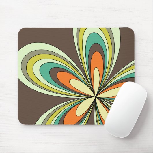 Groovy 60er 70er Hippie Blume Brown Retro Daisy Mousepad (Mit Mouse)