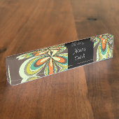 Groovy 60er 70er Hippie Blume Brown Retro Daisy Namensplakette (Seite)