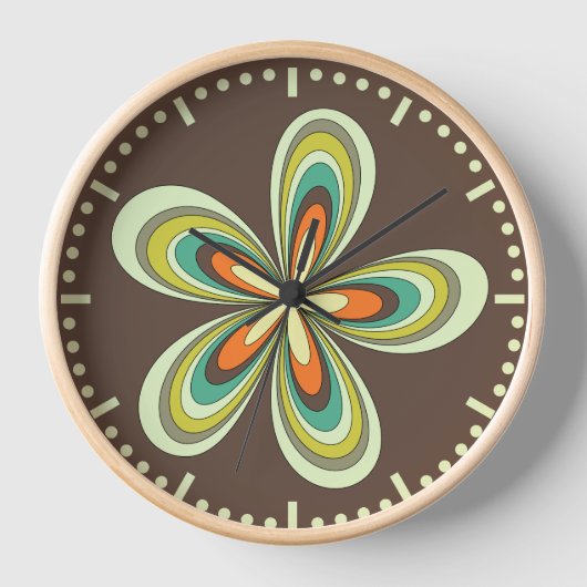 Groovy 60er 70er Hippie Blume Brown Retro Daisy Uhr (Vorderseite)