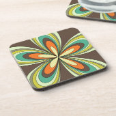 Groovy 60er 70er Hippie Blume Brown Retro Daisy Untersetzer (Linke Seite)