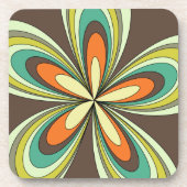 Groovy 60er 70er Hippie Blume Brown Retro Daisy Untersetzer (Vorderseite)