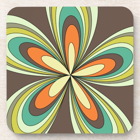 Groovy 60er 70er Hippie Blume Brown Retro Daisy Untersetzer (Vorderseite)