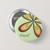 Groovy 60er 70er Hippie Blume Limon Retro Daisy Na Button (Vorne & Hinten)