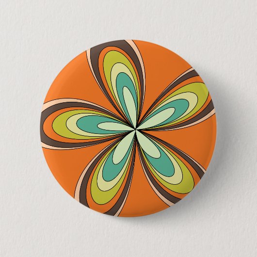 Groovy 60er 70er Hippie Blume Orange Retro Daisy Button (Vorderseite)