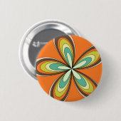 Groovy 60er 70er Hippie Blume Orange Retro Daisy Button (Vorne & Hinten)