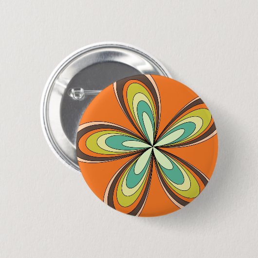 Groovy 60er 70er Hippie Blume Orange Retro Daisy Button (Vorne & Hinten)