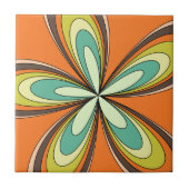 Groovy 60er 70er Hippie Blume Orange Retro Daisy Fliese (Vorderseite)