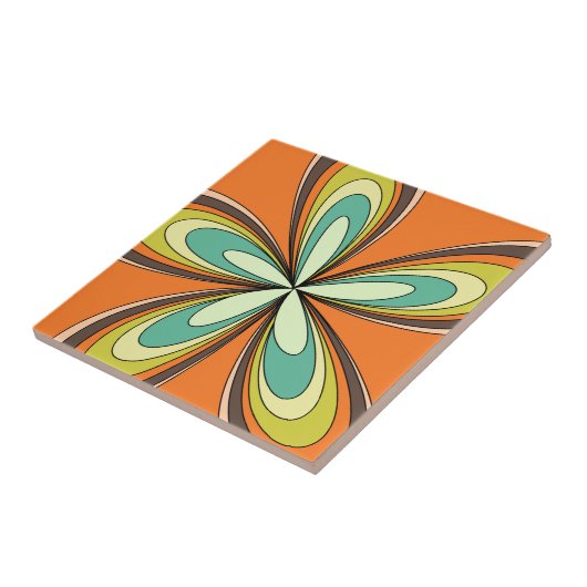 Groovy 60er 70er Hippie Blume Orange Retro Daisy Fliese (Seite)