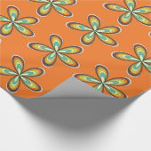 Groovy 60er 70er Hippie Blume Orange Retro Daisy Geschenkpapier (Ecke)