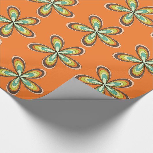 Groovy 60er 70er Hippie Blume Orange Retro Daisy Geschenkpapier (Ecke)