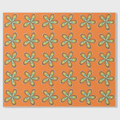 Groovy 60er 70er Hippie Blume Orange Retro Daisy Geschenkpapier (Flach)