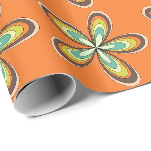Groovy 60er 70er Hippie Blume Orange Retro Daisy Geschenkpapier (Rolleneckpunkt)