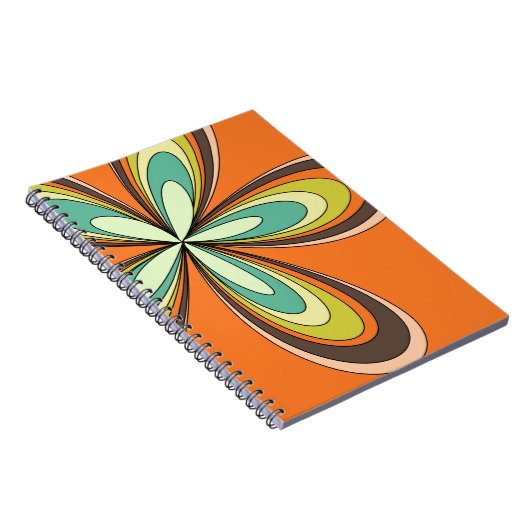 Groovy 60er 70er Hippie Blume Orange Retro Daisy Notizblock (Rechte Seite)