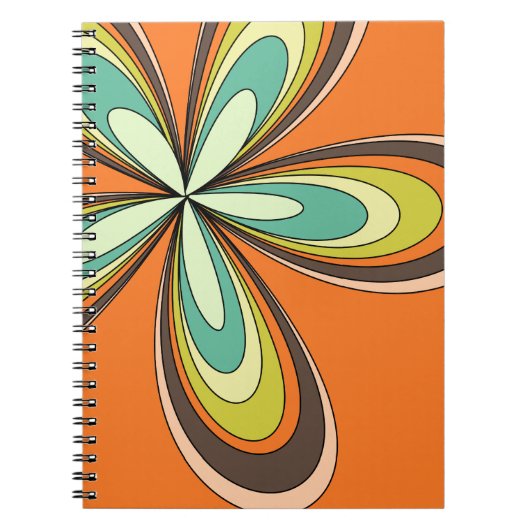 Groovy 60er 70er Hippie Blume Orange Retro Daisy Notizblock (Vorderseite)