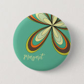 Groovy 60er 70er Hippie Blume Türkis Daisy Name Button (Vorderseite)