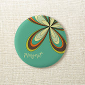 Groovy 60er 70er Hippie Blume Türkis Daisy Name Button