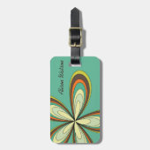 Groovy 60er 70er Hippie Blume Türkis Daisy Name Gepäckanhänger (Vorderseite vertikal)