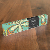 Groovy 60er 70er Hippie Blume Türkis Daisy Name Namensplakette (Seite)