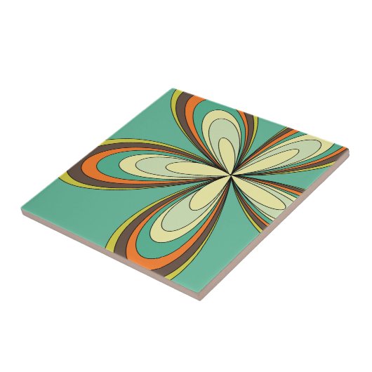 Groovy 60er 70er Hippie Blume Türkis Retro Daisy Fliese (Seite)