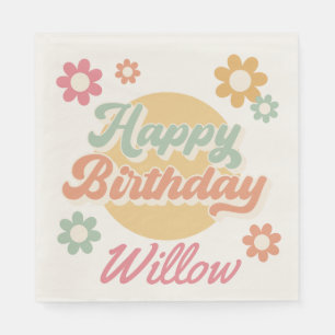 Groovy 60er Blume Geburtstagsparty, jedes Alter Serviette