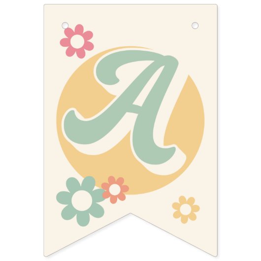 Groovy 60er Jahre 70er Blume Foto Happy Birthday Wimpelkette (Dritte Fahne)