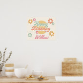 Groovy 60er Jahre 70er Blume Happy Birthday Party Poster (Küche)